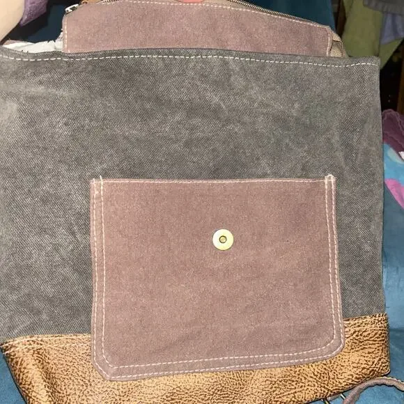 Myra Bag Daisy Delight Backpack Bag Upcycled Canvas S-1287 14.5" W x 13" H - Picture 3 of 4